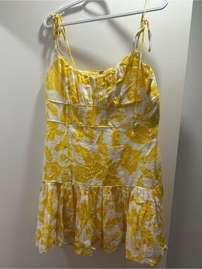 Zimmermann Yellow Floral Tie-Strap Mini Dress